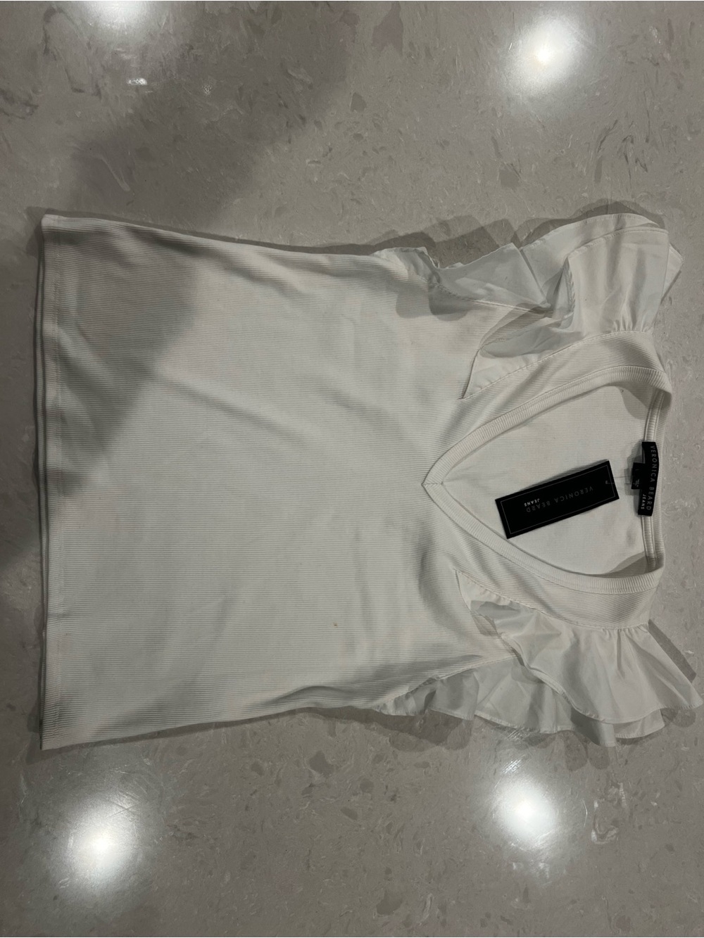 Veronica Beard Jeans Cathie White Ruffle Sleeve Top L NWT